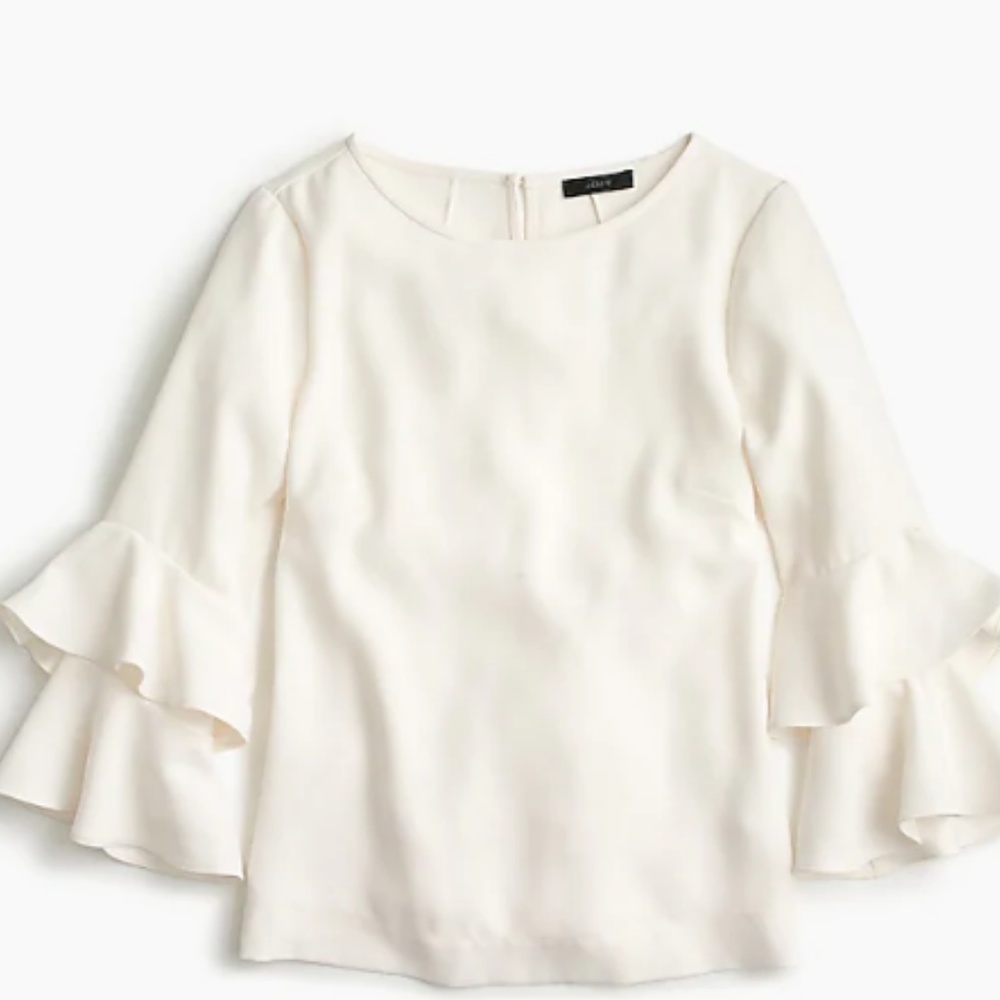Cream J Crew Ruffled Bell Sleeve Top size 6